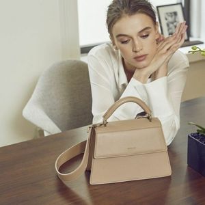 Angela Roi Hamilton Satchel Taupe Vegan Bag Purse